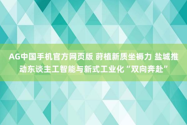 AG中国手机官方网页版 莳植新质坐褥力 盐城推动东谈主工智能与新式工业化“双向奔赴”
