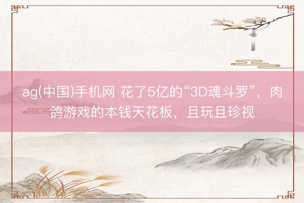 ag(中国)手机网 花了5亿的“3D魂斗罗”，肉鸽游戏的本钱天花板，且玩且珍视