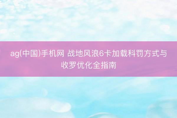 ag(中国)手机网 战地风浪6卡加载科罚方式与收罗优化全指南