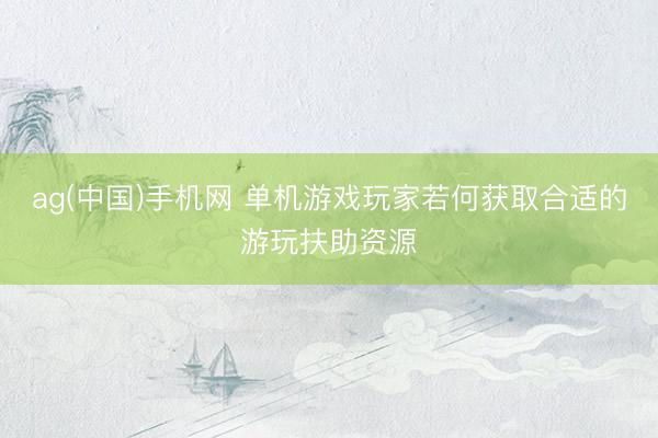 ag(中国)手机网 单机游戏玩家若何获取合适的游玩扶助资源