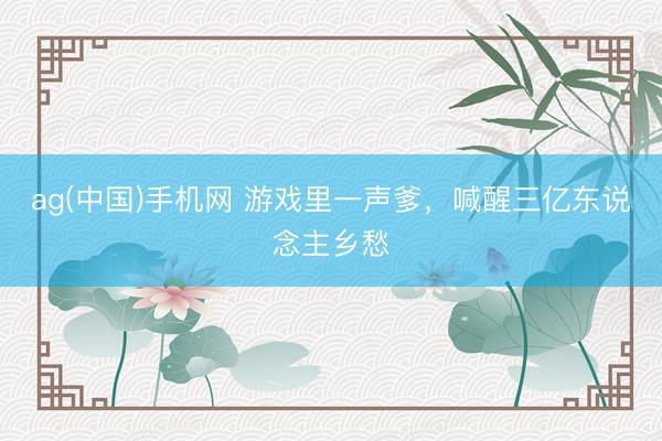 ag(中国)手机网 游戏里一声爹，喊醒三亿东说念主乡愁