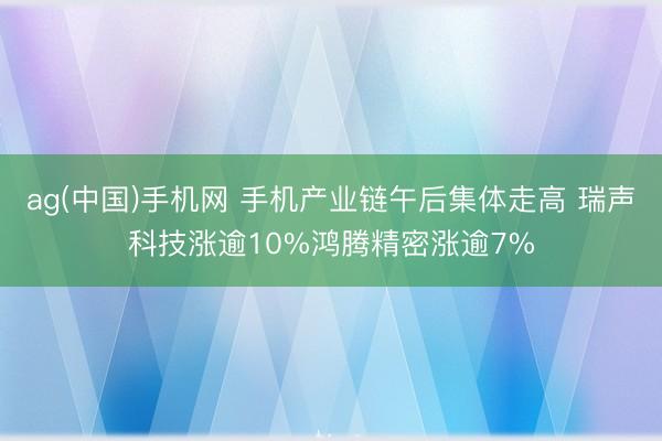 ag(中国)手机网 手机产业链午后集体走高 瑞声科技涨逾10%鸿腾精密涨逾7%