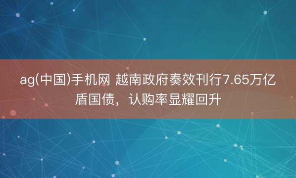 ag(中国)手机网 越南政府奏效刊行7.65万亿盾国债，认购率显耀回升