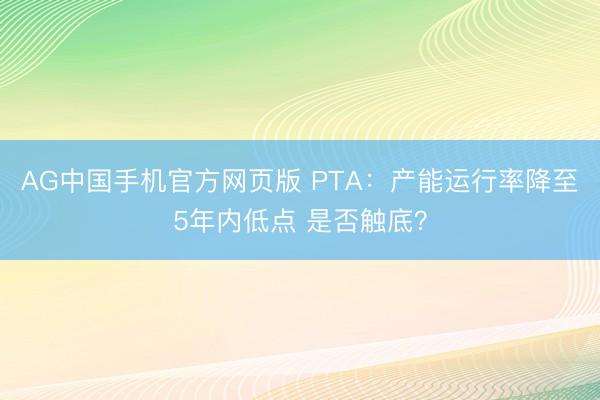 AG中国手机官方网页版 PTA:产能运行率降至5年内低点 是否触底?