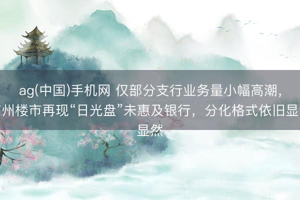 ag(中国)手机网 仅部分支行业务量小幅高潮，广州楼市再现“日光盘”未惠及银行，分化格式依旧显然