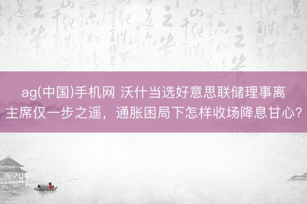 ag(中国)手机网 沃什当选好意思联储理事离主席仅一步之遥，通胀困局下怎样收场降息甘心？