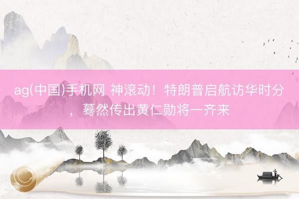 ag(中国)手机网 神滚动！特朗普启航访华时分，蓦然传出黄仁勋将一齐来