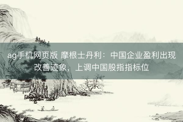 ag手机网页版 摩根士丹利：中国企业盈利出现改善迹象，上调中国股指指标位