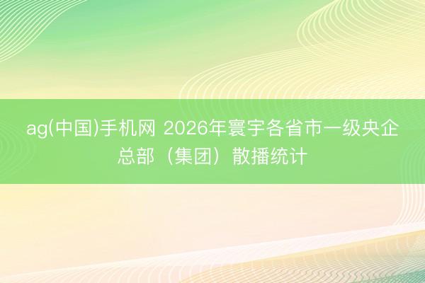 ag(中国)手机网 2026年寰宇各省市一级央企总部（集团）散播统计
