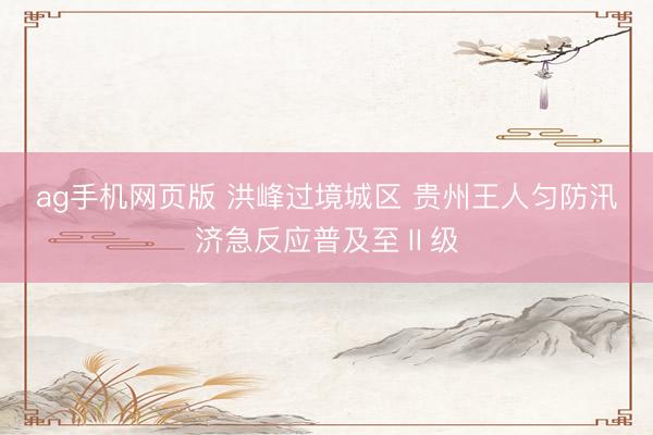 ag手机网页版 洪峰过境城区 贵州王人匀防汛济急反应普及至Ⅱ级