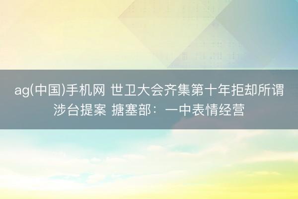 ag(中国)手机网 世卫大会齐集第十年拒却所谓涉台提案 搪塞部:一中表情经营
