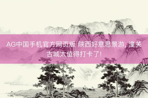 AG中国手机官方网页版 陕西好意思景游， 潼关古城太值得打卡了!