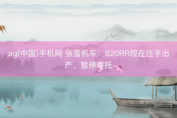 ag(中国)手机网 张雪机车：820RR现在住手出产、暂停寄托