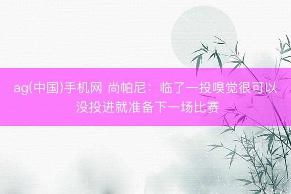 ag(中国)手机网 尚帕尼：临了一投嗅觉很可以 没投进就准备下一场比赛