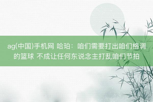 ag(中国)手机网 哈珀：咱们需要打出咱们格调的篮球 不成让任何东说念主打乱咱们节拍