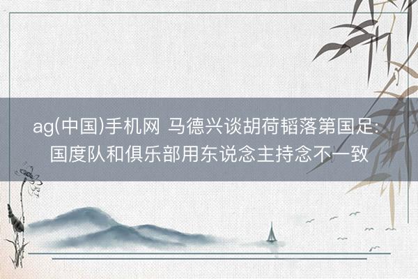 ag(中国)手机网 马德兴谈胡荷韬落第国足: 国度队和俱乐部用东说念主持念不一致