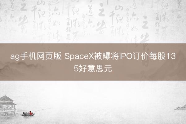 ag手机网页版 SpaceX被曝将IPO订价每股135好意思元