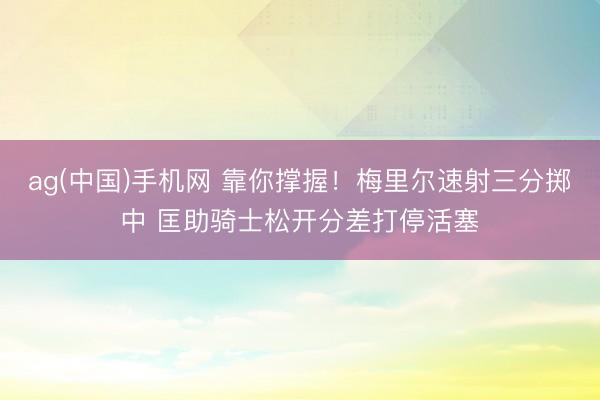 ag(中国)手机网 靠你撑握！梅里尔速射三分掷中 匡助骑士松开分差打停活塞
