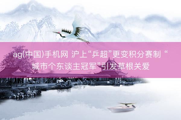 ag(中国)手机网 沪上“乒超”更变积分赛制 “城市个东谈主冠军”引发草根关爱