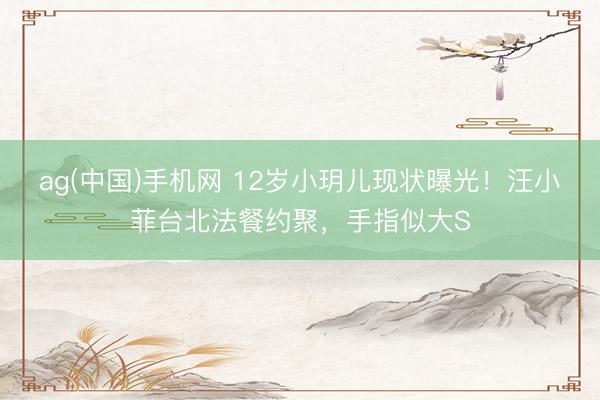 ag(中国)手机网 12岁小玥儿现状曝光!汪小菲台北法餐约聚,手指似大S