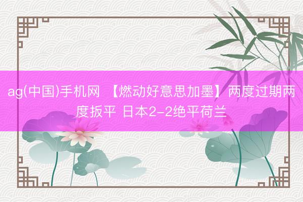 ag(中国)手机网 【燃动好意思加墨】两度过期两度扳平 日本2-2绝平荷兰