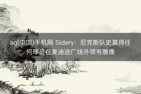 ag(中国)手机网 Sidery：尼克斯队史莫得任何球员在麦迪逊广场外领有雕像