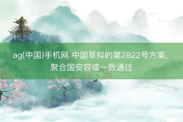 ag(中国)手机网 中国草拟的第2822号方案， 聚合国安容或一致通过