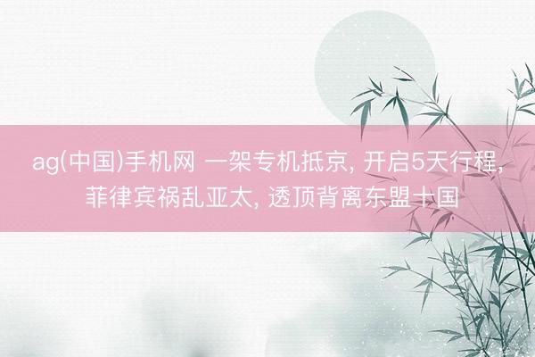 ag(中国)手机网 一架专机抵京， 开启5天行程， 菲律宾祸乱亚太， 透顶背离东盟十国