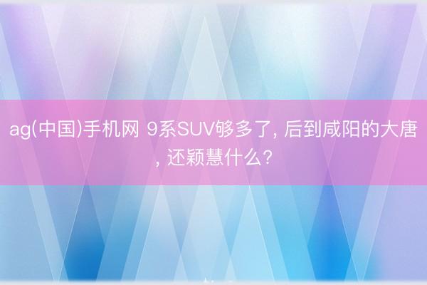 ag(中国)手机网 9系SUV够多了， 后到咸阳的大唐， 还颖慧什么?