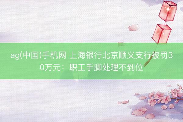 ag(中国)手机网 上海银行北京顺义支行被罚30万元:职工手脚处理不到位